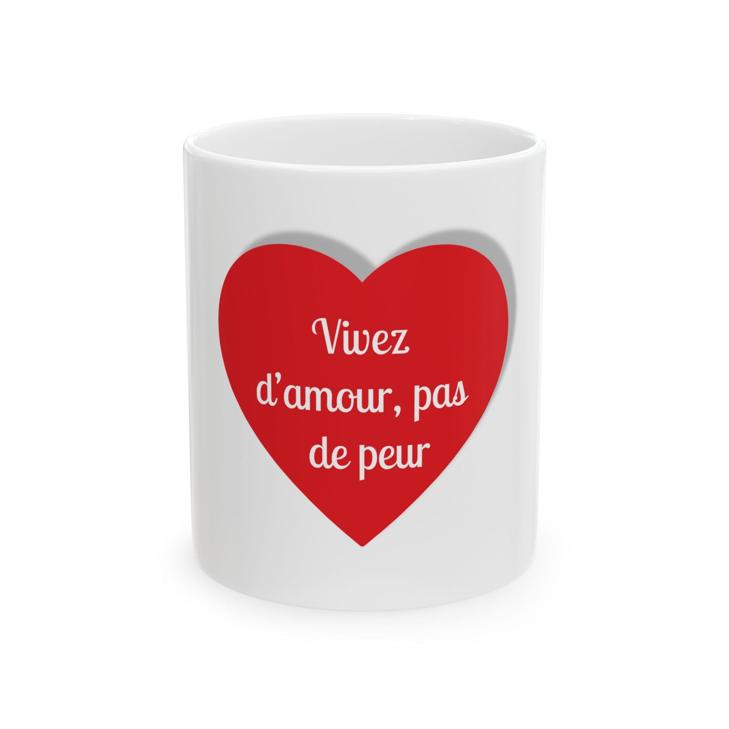 Heartfelt Love Ceramic Mug - Vivez d'amour, pas de peur, Gift for Couples, Valentine's Day, Inspirational Coffee Cup, Home Decor, [...]
